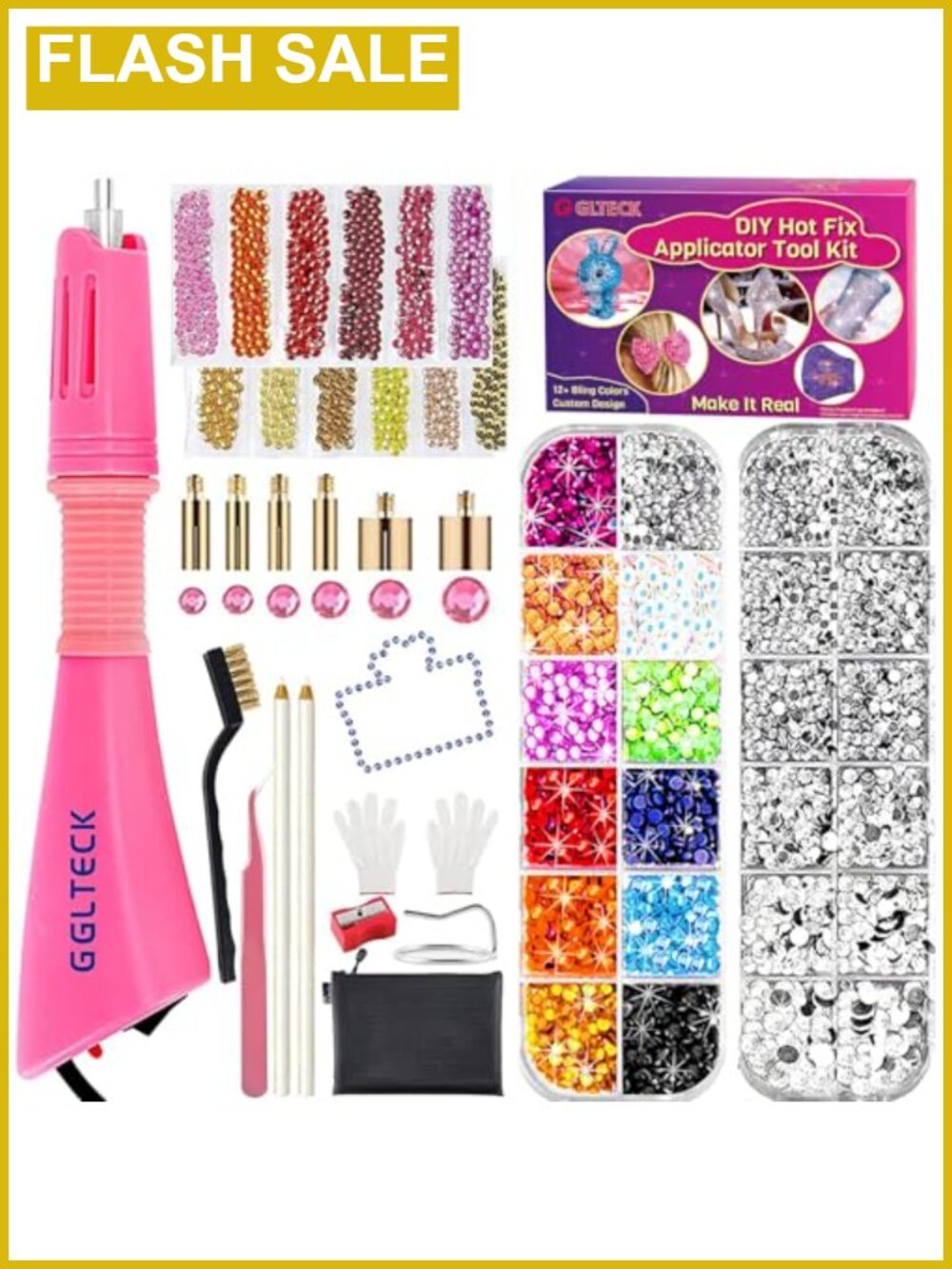 Hotfix Rhinestone Applicator Kit with 7 Tips and 5304 Rhinestones